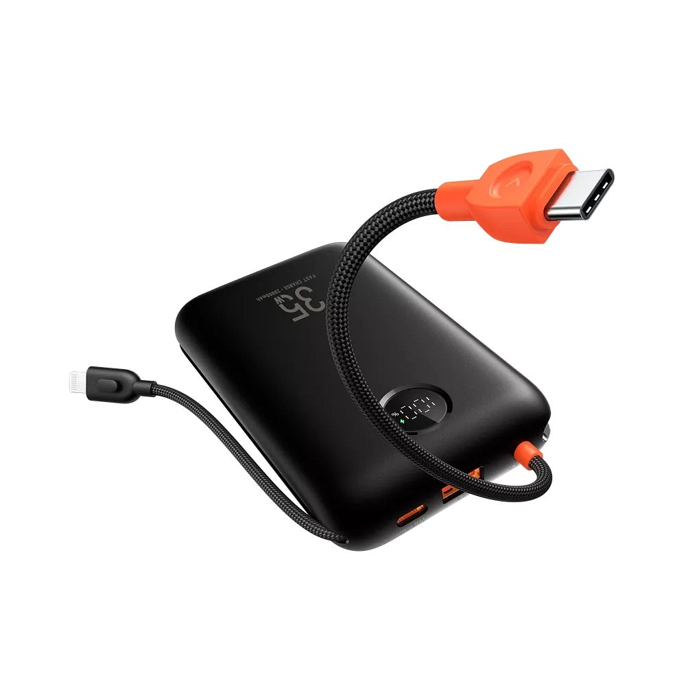 Cablu Veger Acumulator extern K2 (W2068) PD Qc3.0 35W 20000 Mah cu Built-in Type C / Lightning Negru
