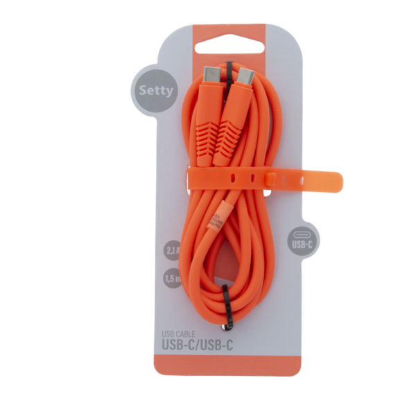 Setty cablu USB-C - USB-C 1,5 m 2,1A KSC-C-1.5210 Portocaliu