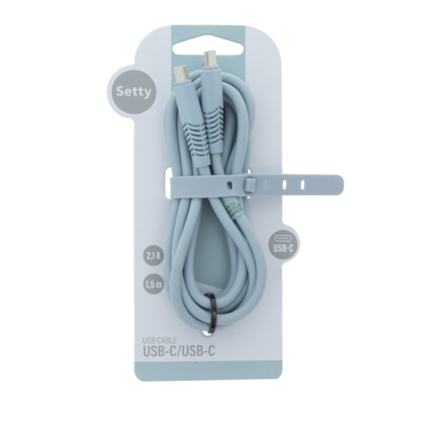 Setty cablu USB-C - USB-C 1,5 m 2,1A KSC-C-1.523 niebieski