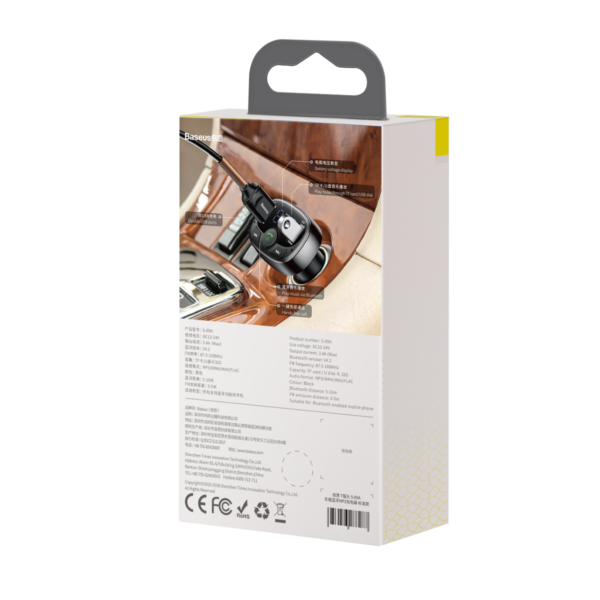 Transmițător FM Baseus T‑Shaped S‑09A Bluetooth MP3 negru