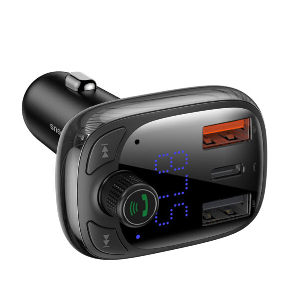 Transmițător FM Baseus T‑Shaped S‑13 Bluetooth MP3 cu încărcător auto, negru