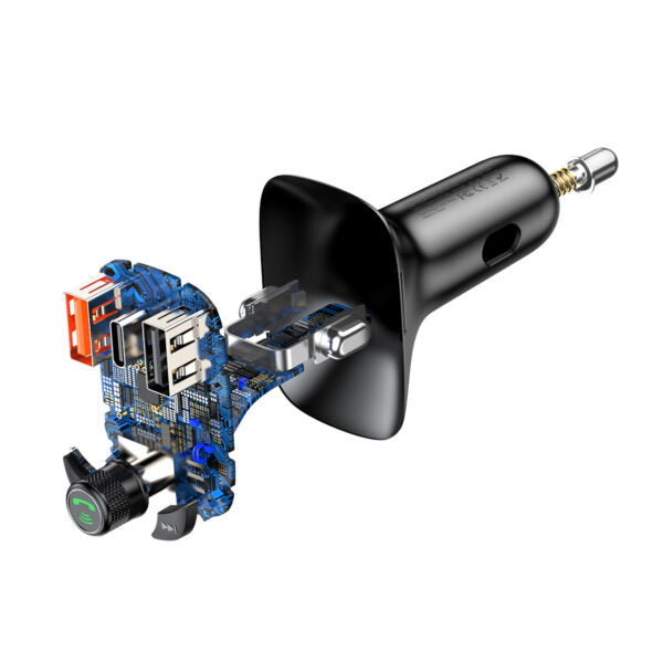 Transmițător FM Baseus T‑Shaped S‑13 Bluetooth MP3 cu încărcător auto, negru