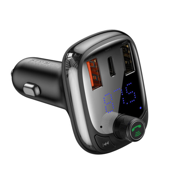 Transmițător FM Baseus T‑Shaped S‑13 Bluetooth MP3 cu încărcător auto, negru