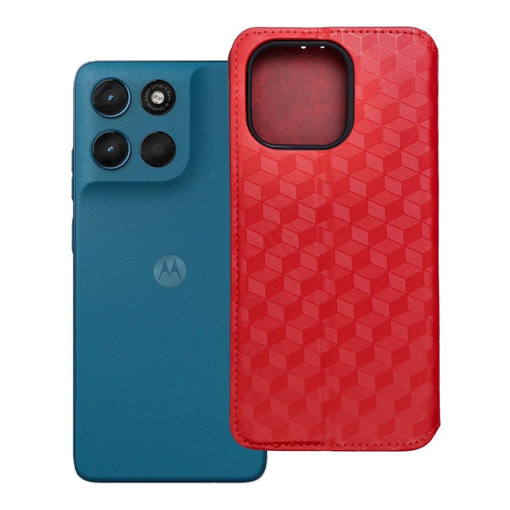 Husa Cubic Book Flip pentru Motorola G57 Power Rosu