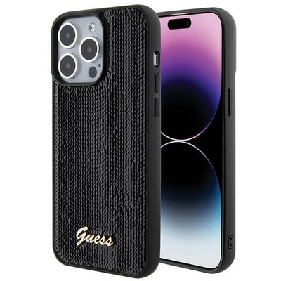 Husa Guess pentru iPhone 15 Pro Max 6,7" Guhcp15xpsfdgsk Negru HC Sequin Script Metal