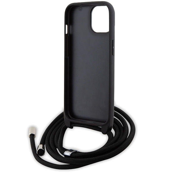 Karl Lagerfeld case for iPhone 15 6,1" KLHCP15SSASKNPSK black HC Saffiano Ikonik Metal Pin Monogram Crossbody