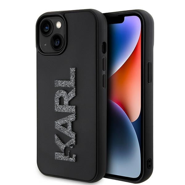 Husă pentru iPhone 15 Karl Lagerfeld 6,1" KLHCP15S3DMBKCK black HC 3D Logo Glitter – Negru
