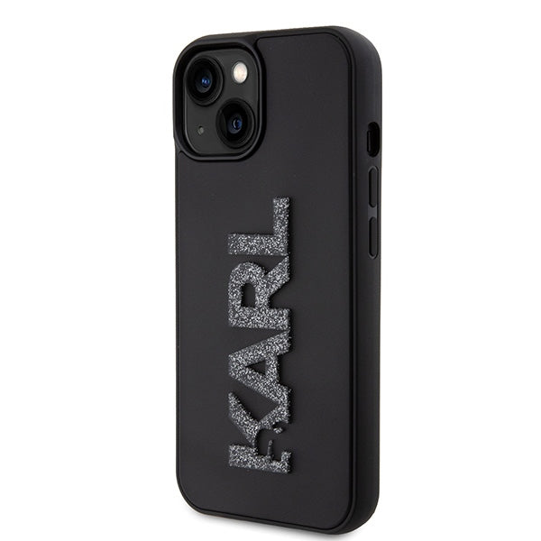 Husă pentru iPhone 15 Karl Lagerfeld 6,1" KLHCP15S3DMBKCK black HC 3D Logo Glitter – Negru
