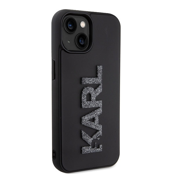 Husă pentru iPhone 15 Karl Lagerfeld 6,1" KLHCP15S3DMBKCK black HC 3D Logo Glitter – Negru