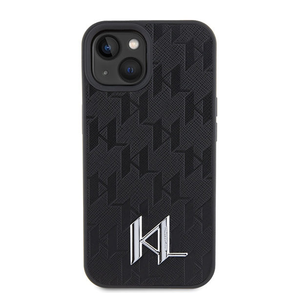 Husă pentru iPhone 15 Karl Lagerfeld 6,1" KLHCP15SPKLPKLK black HC Hot Stamp Monogram KL Metal Logo – Negru