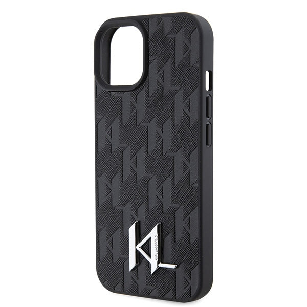 Husă pentru iPhone 15 Karl Lagerfeld 6,1" KLHCP15SPKLPKLK black HC Hot Stamp Monogram KL Metal Logo – Negru