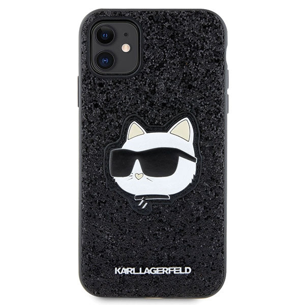 Husă pentru Karl Lagerfeld iPhone 11 / XR KLHCN61G2CPK black hard Glitter Choupette Patch – Negru
