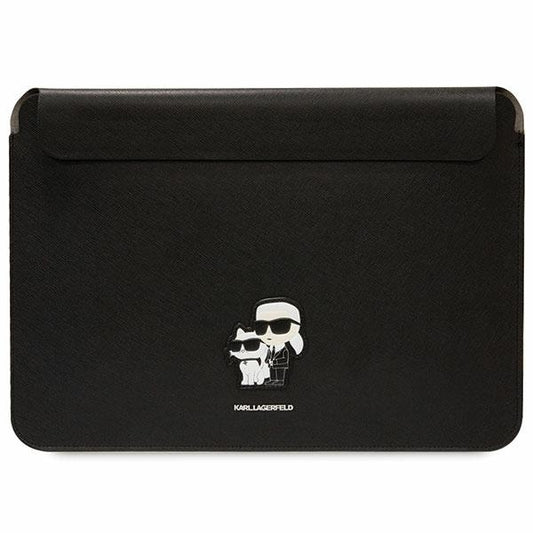 Husă pentru Karl Lagerfeld bag laptop 14" KLCS14SAKCPMK black Saffiano Karl&Choupette – Negru
