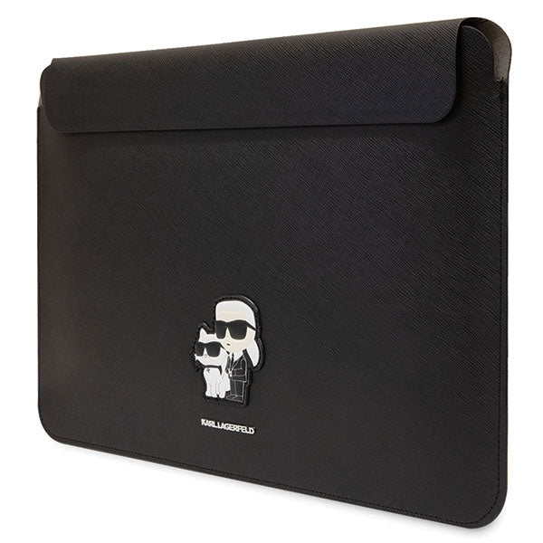 Husă pentru Karl Lagerfeld bag laptop 14" KLCS14SAKCPMK black Saffiano Karl&Choupette – Negru