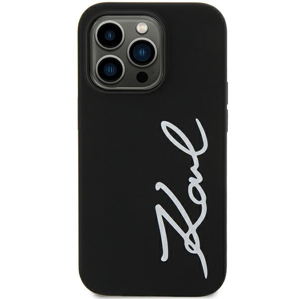 Husă pentru Karl Lagerfeld iPhone 11 / XR KLHCN61SKSVGK black hard Silicone Signature – Negru
