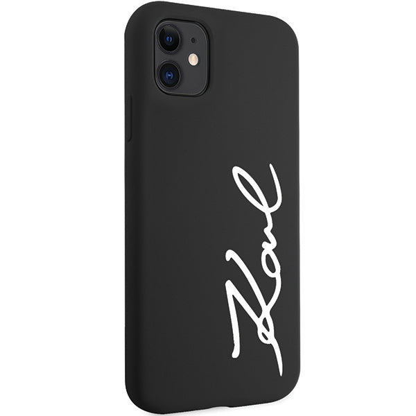 Husă pentru Karl Lagerfeld iPhone 11 / XR KLHCN61SKSVGK black hard Silicone Signature – Negru