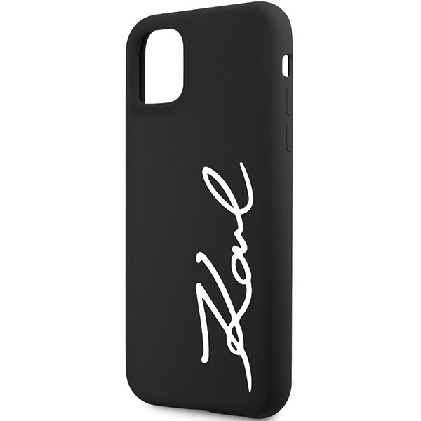 Husă pentru Karl Lagerfeld iPhone 11 / XR KLHCN61SKSVGK black hard Silicone Signature – Negru