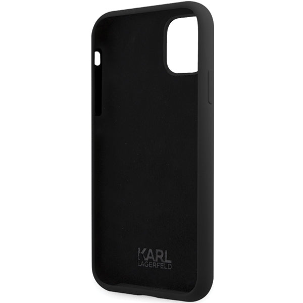 Husă pentru Karl Lagerfeld iPhone 11 / XR KLHCN61SKSVGK black hard Silicone Signature – Negru