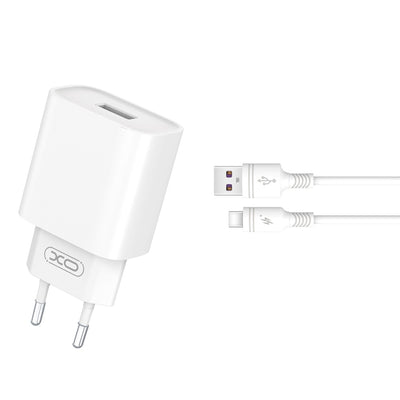 Cablu XO Incarcator priza Ce02d QC 3.0 18W 1x USB Alb + Usb-c