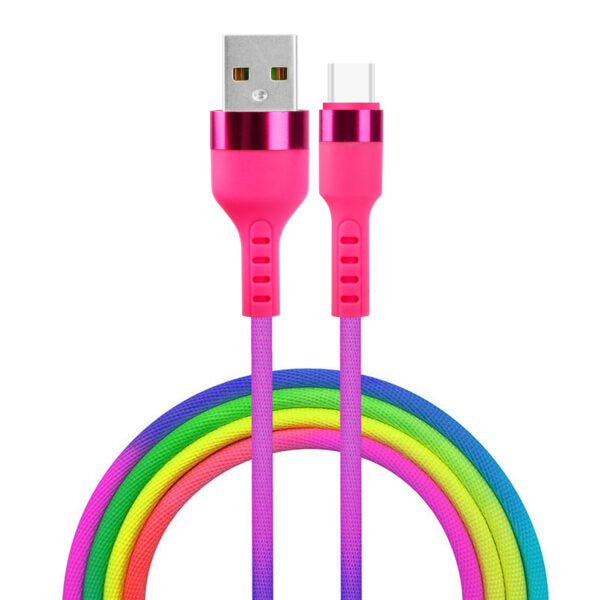 Setty USB - USB-C cablu 1,2 m 2,1A KNA-C-1.22.113 rainbow
