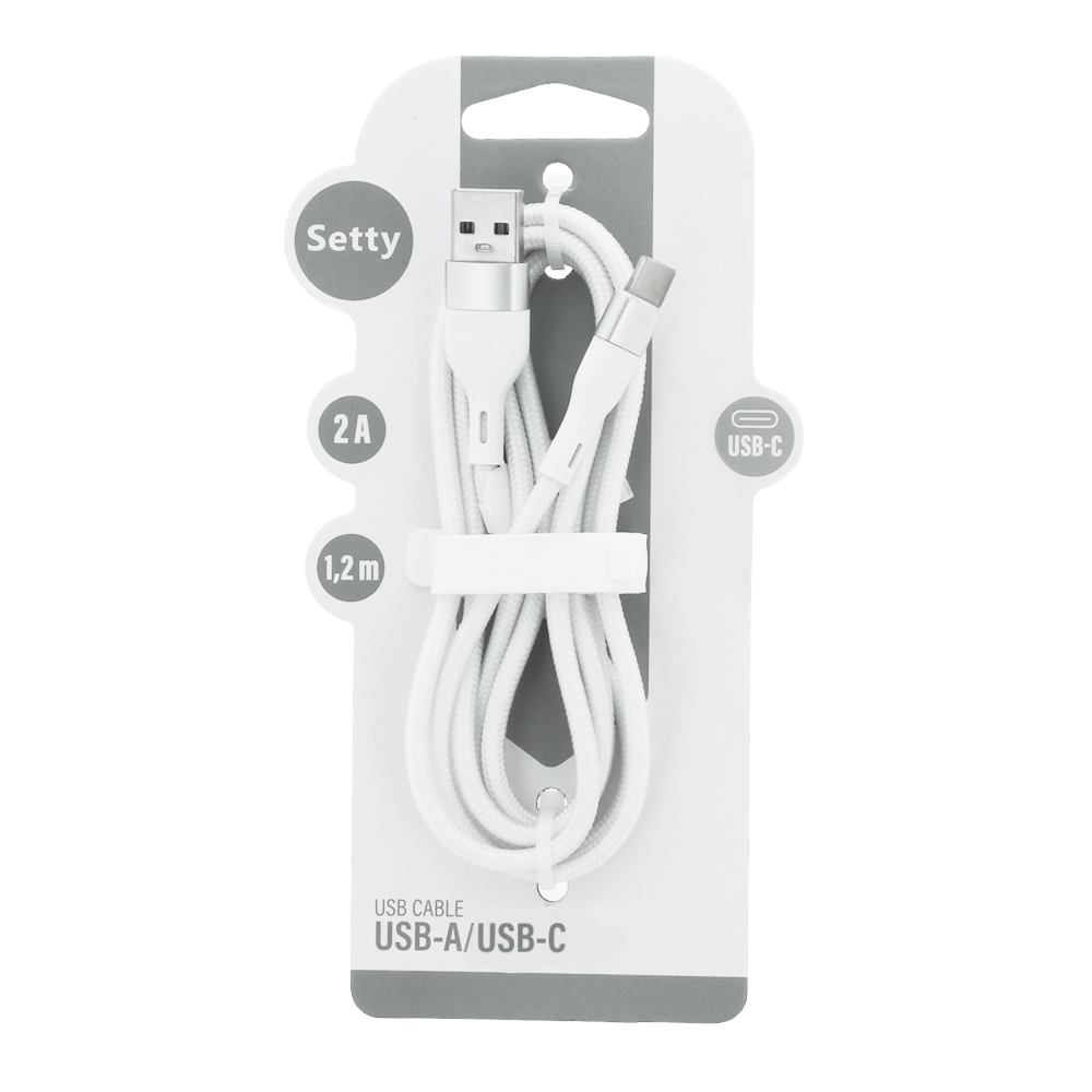 Cablu Setty USB - Usb-c 1,2 M 2A Ksa-c-1.220 Alb