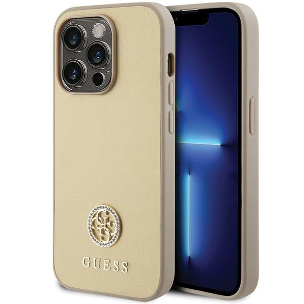 Husa Guess pentru iPhone 15 Pro 6,1" Guhcp15lps4dgpd Auriu HC PU 4G Metal Logo Strass