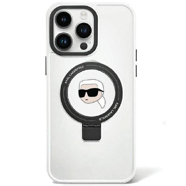 Husa Karl Lagerfeld pentru iPhone 15 6,1" Alb HC Magsafe Ringstand KH