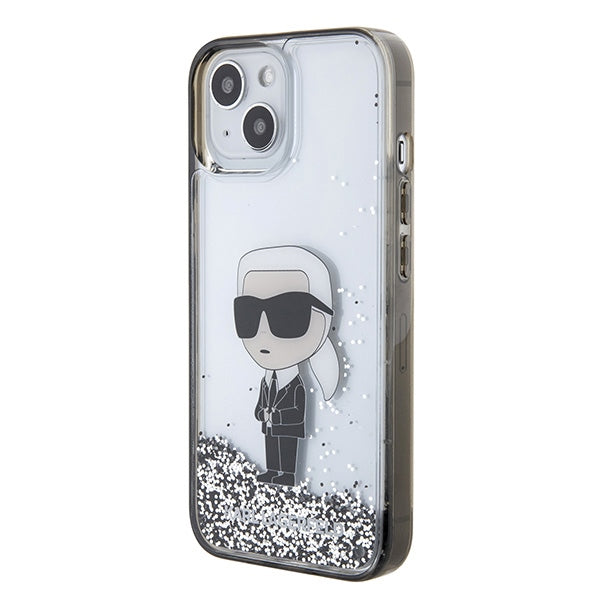 Husă pentru iPhone 15 Karl Lagerfeld 6,1" KLHCP15SLKKNSK transparentna hard Liquid Glitter Ikonik – Transparent