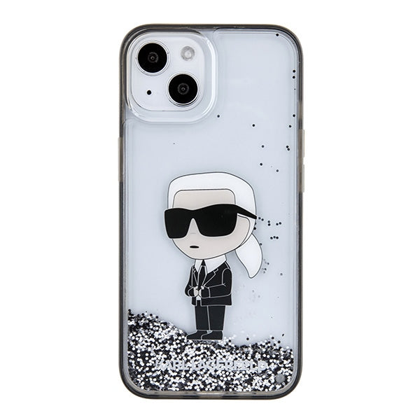 Husă pentru iPhone 15 Karl Lagerfeld 6,1" KLHCP15SLKKNSK transparentna hard Liquid Glitter Ikonik – Transparent