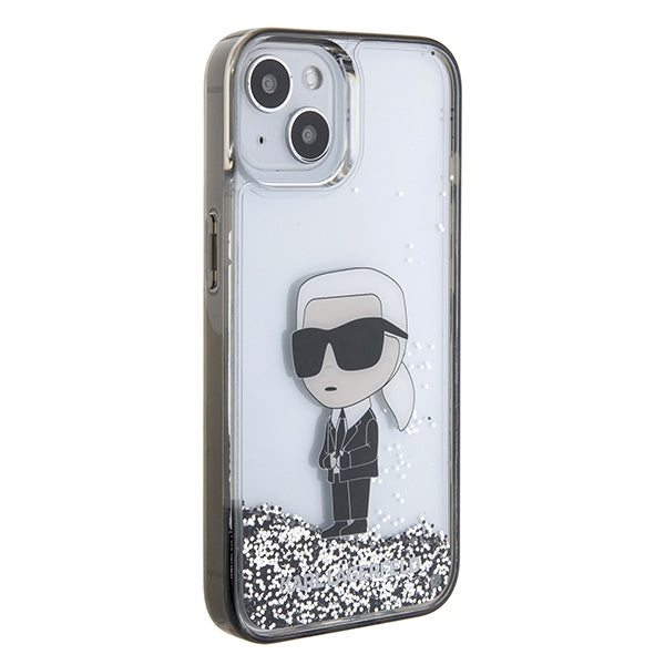 Husă pentru iPhone 15 Karl Lagerfeld 6,1" KLHCP15SLKKNSK transparentna hard Liquid Glitter Ikonik – Transparent