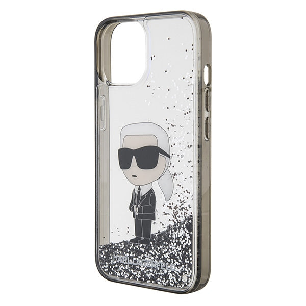 Husă pentru iPhone 15 Karl Lagerfeld 6,1" KLHCP15SLKKNSK transparentna hard Liquid Glitter Ikonik – Transparent