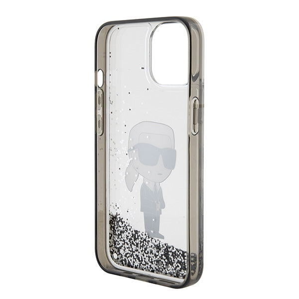 Husă pentru iPhone 15 Karl Lagerfeld 6,1" KLHCP15SLKKNSK transparentna hard Liquid Glitter Ikonik – Transparent
