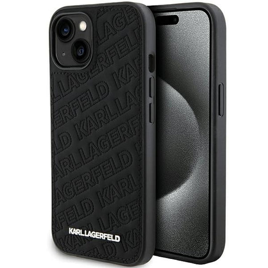 Karl Lagerfeld case for iPhone 15 6,1" KLHCP15SPQKPMK black HC QUILTED K PATTERN