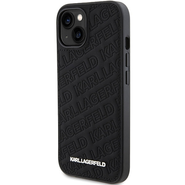 Husă pentru iPhone 15 Karl Lagerfeld 6,1" KLHCP15SPQKPMK black HC QUILTED K PATTERN – Negru