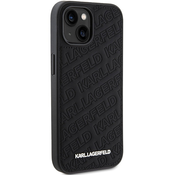 Husă pentru iPhone 15 Karl Lagerfeld 6,1" KLHCP15SPQKPMK black HC QUILTED K PATTERN – Negru