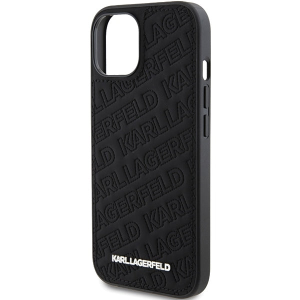 Husă pentru iPhone 15 Karl Lagerfeld 6,1" KLHCP15SPQKPMK black HC QUILTED K PATTERN – Negru