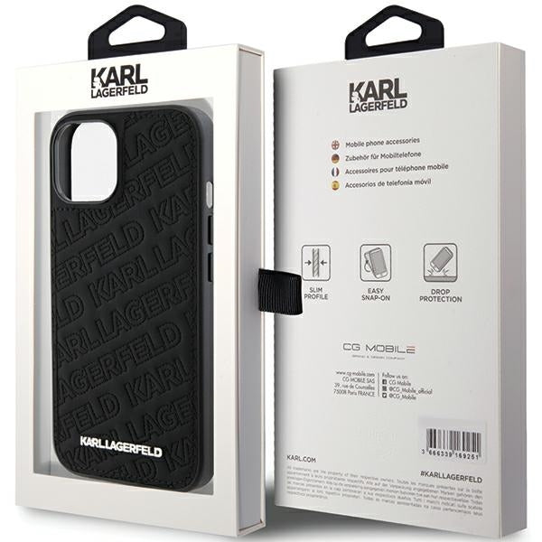 Husă pentru iPhone 15 Karl Lagerfeld 6,1" KLHCP15SPQKPMK black HC QUILTED K PATTERN – Negru