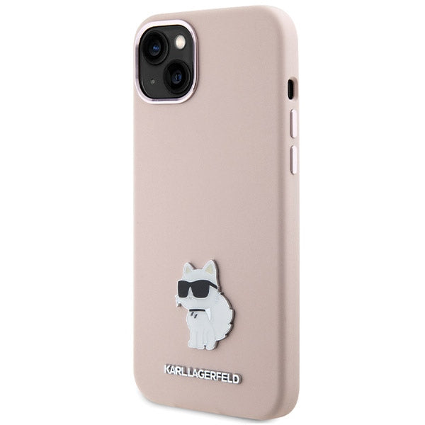 Husă pentru iPhone 15 Plus Karl Lagerfeld 6,7" KLHCP15MSMHCNPP pink HC SILICONE C METAL PIN – Roz
