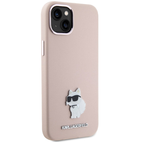 Husă pentru iPhone 15 Plus Karl Lagerfeld 6,7" KLHCP15MSMHCNPP pink HC SILICONE C METAL PIN – Roz