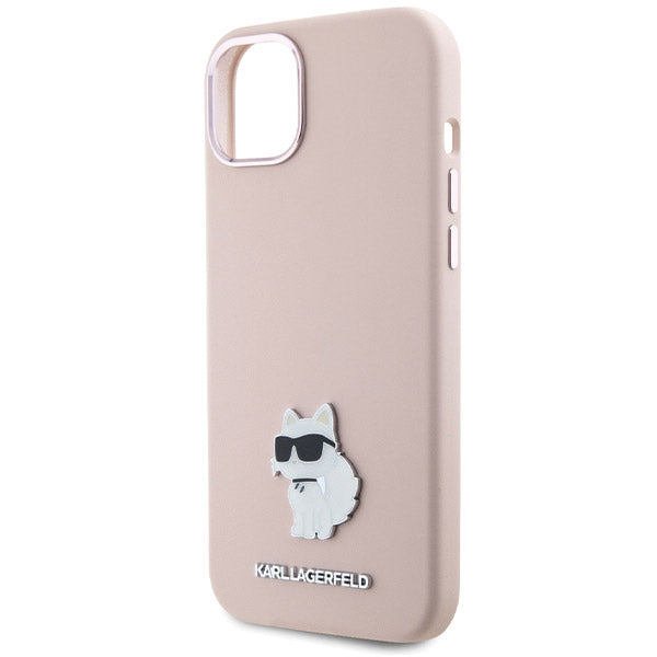 Husă pentru iPhone 15 Plus Karl Lagerfeld 6,7" KLHCP15MSMHCNPP pink HC SILICONE C METAL PIN – Roz