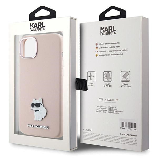 Husă pentru iPhone 15 Plus Karl Lagerfeld 6,7" KLHCP15MSMHCNPP pink HC SILICONE C METAL PIN – Roz