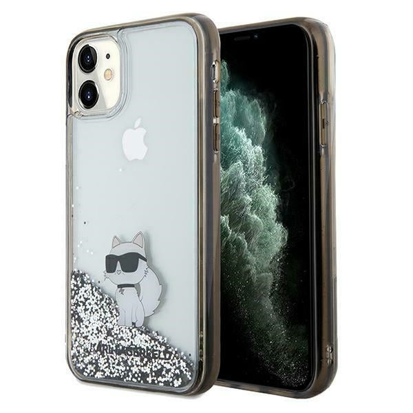 Husă pentru Karl Lagerfeld iPhone 11 KLHCN61LKCNSK transparent HC LIQ. GLITTER C – Transparent