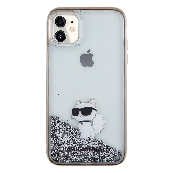 Husă pentru Karl Lagerfeld iPhone 11 KLHCN61LKCNSK transparent HC LIQ. GLITTER C – Transparent