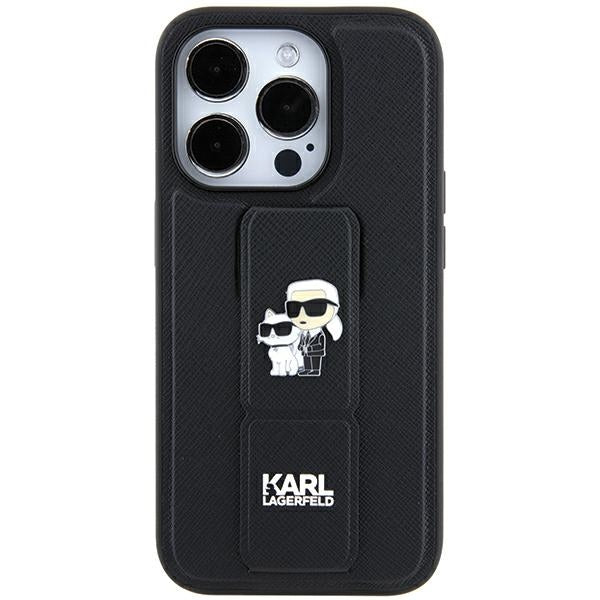 Husă pentru Karl Lagerfeld iPhone 11 KLHCN61GSAKCPK black HC GRIPSTAND SAFFIANO KC PINS – Negru
