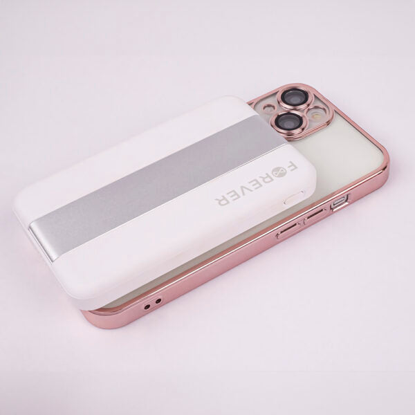 Stație de încărcare wireless magnetică Forever MACS‑100 cu power bank, albă, 5‑în‑1