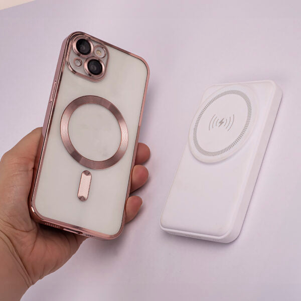 Stație de încărcare wireless magnetică Forever MACS‑100 cu power bank, albă, 5‑în‑1