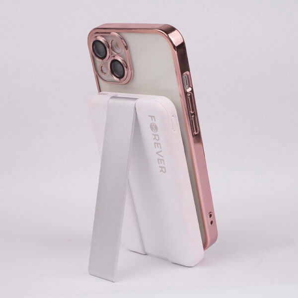 Stație de încărcare wireless magnetică Forever MACS‑100 cu power bank, albă, 5‑în‑1