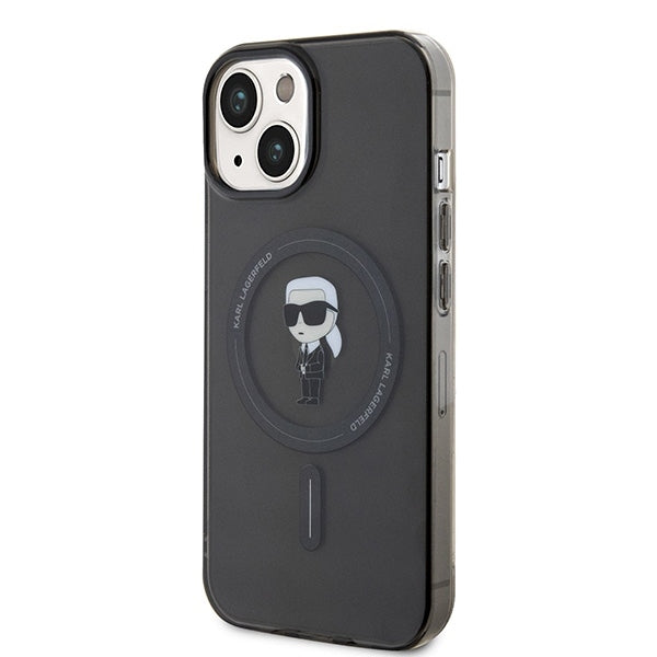 Husă pentru iPhone 15 Karl Lagerfeld 6,1" KLHMP15SHFCKNOK black hard IML Ikonik MagSafe – Negru