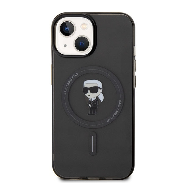 Husă pentru iPhone 15 Karl Lagerfeld 6,1" KLHMP15SHFCKNOK black hard IML Ikonik MagSafe – Negru