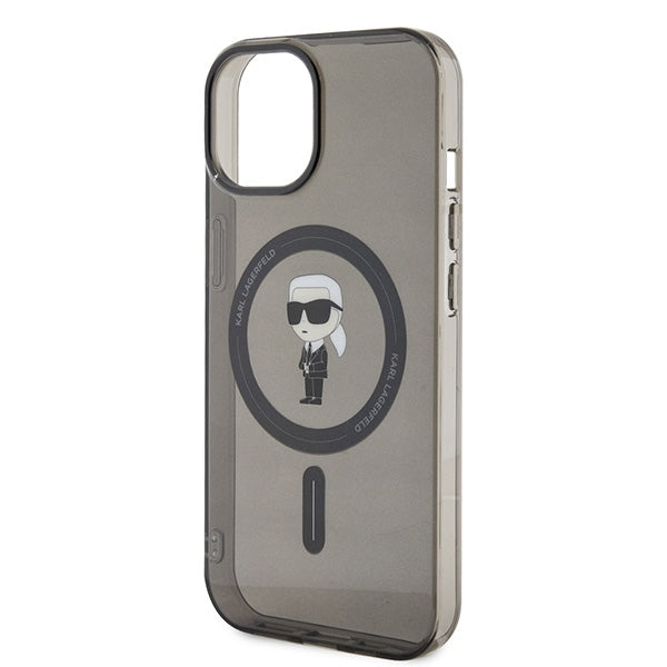 Husă pentru iPhone 15 Karl Lagerfeld 6,1" KLHMP15SHFCKNOK black hard IML Ikonik MagSafe – Negru